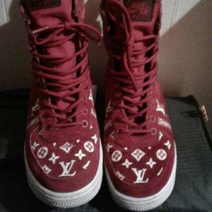 Customized LV Supreme AF1 Sneaker Boots (sz 7)